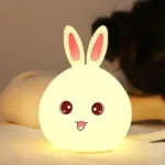 One94Store Silicone Rabbit Night Light | USB Rechargeable, 7-Color LED, Touch Sensor