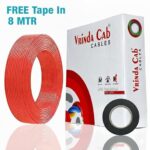 VRINDA Red 2.5mm Electrical Wire (90m) | PVC Insulated CCA Copper Cable + Free Insulation Tape