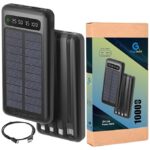 GIGALUMI 10000mAh Solar Power Bank | COB Flashlight, Dual USB (Black) - Image 2