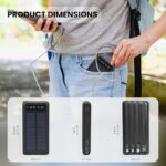 GIGALUMI 10000mAh Solar Power Bank | COB Flashlight, Dual USB (Black) - Image 3