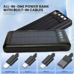 GIGALUMI 10000mAh Solar Power Bank | COB Flashlight, Dual USB (Black) - Image 5